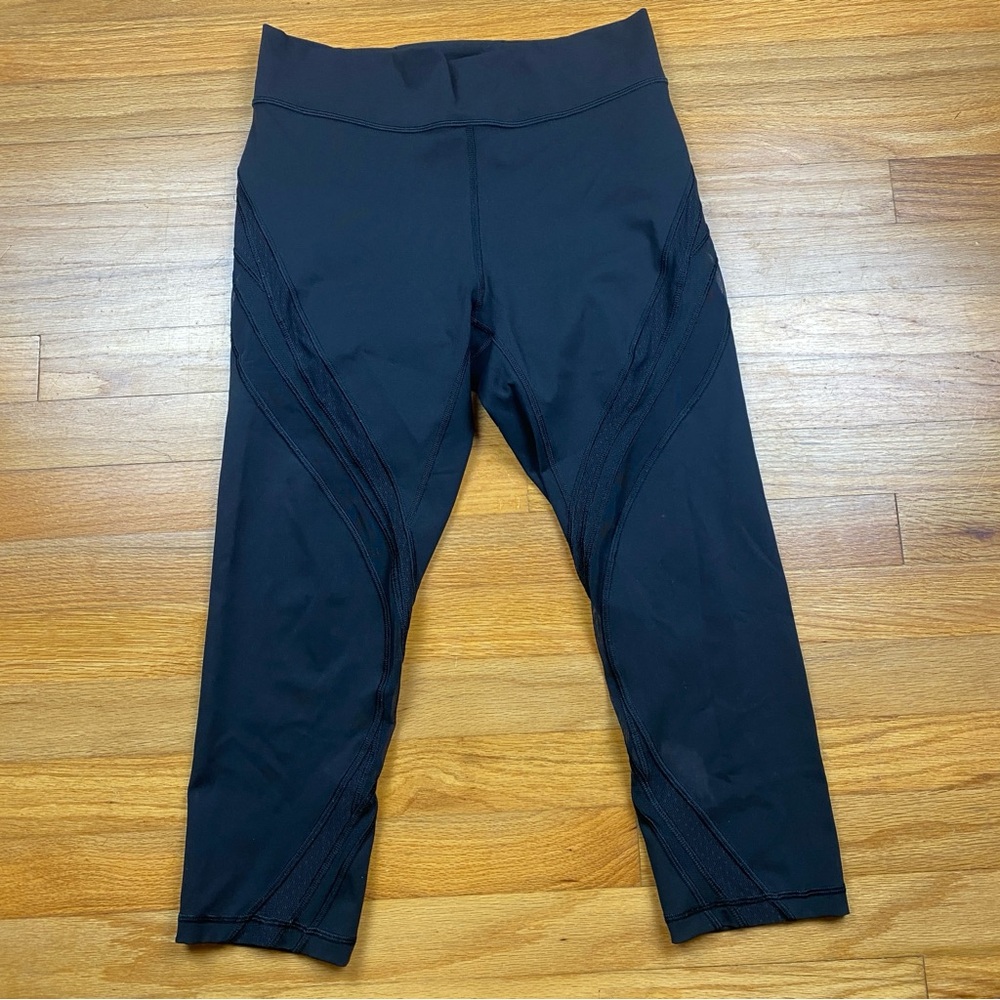 Lululemon Never Still Crop Legging 21" Black Women’s Size 10 Mesh Panel Luxtreme